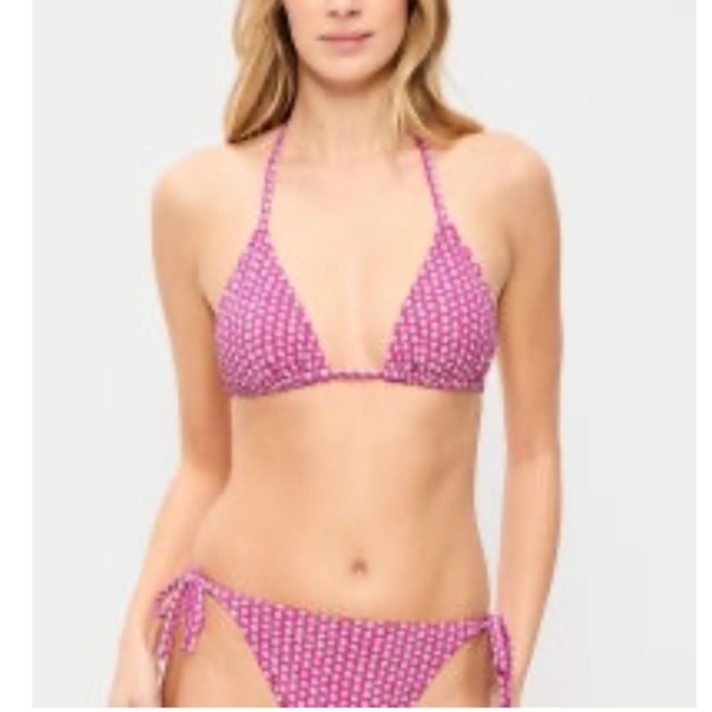 Old Navy pink floral piquet string bikini